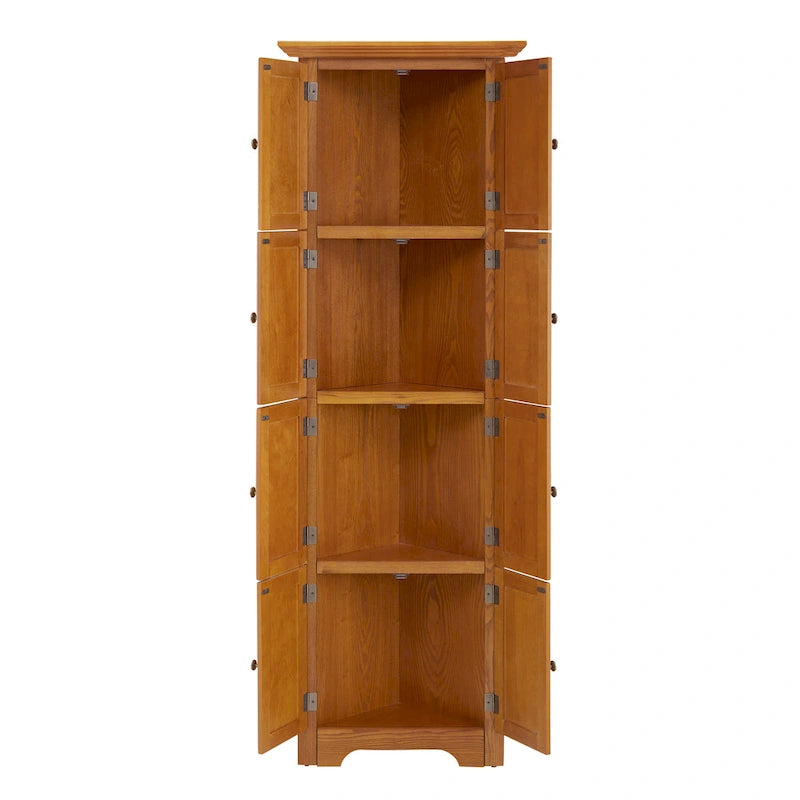 Meuble de rangement de cuisine d'angle à 4 niveaux de 72 po avec 8 portes, armoire haute, armoire d'angle, étagères réglables, armoire de bibliothèque