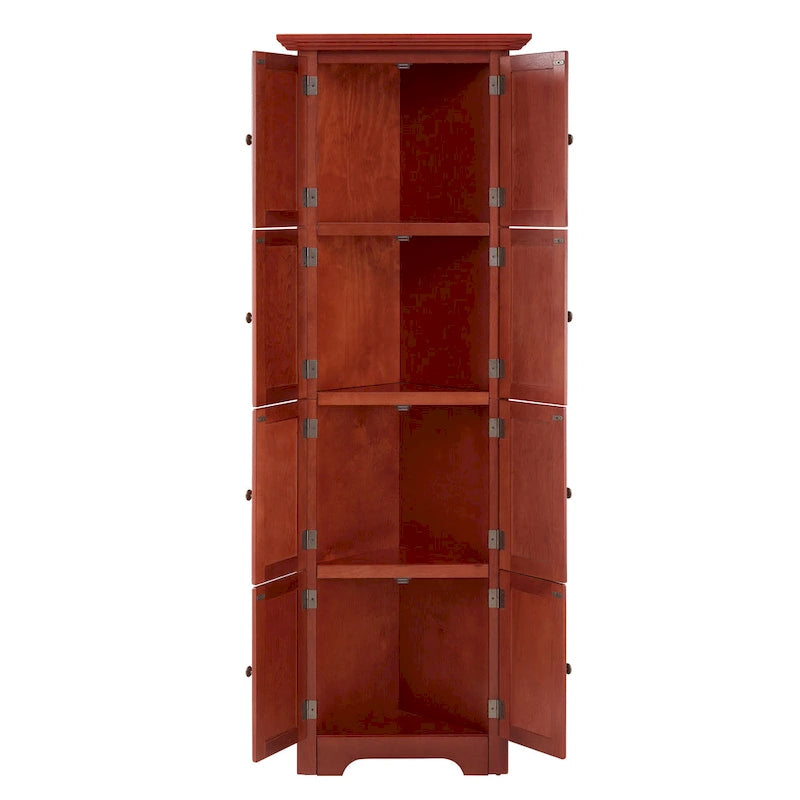 Meuble de rangement de cuisine d'angle à 4 niveaux de 72 po avec 8 portes, armoire haute, armoire d'angle, étagères réglables, armoire de bibliothèque