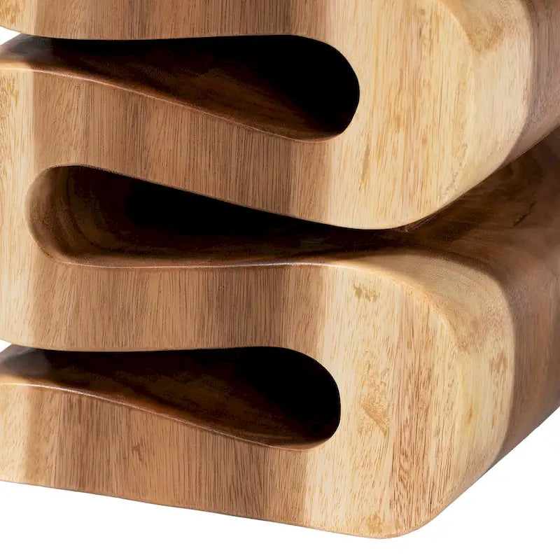 Table d'appoint en bois de Suar sculptée à la main - Table d'appoint sculpturale ondulée, style bohème moderne pour salon ou chambre.