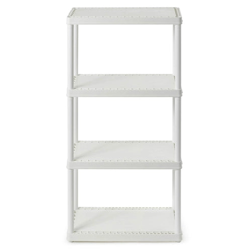 Gracious Living 4 Shelf Fixed Height Solid Light Duty Home Storage Unit, White - 1 Pack