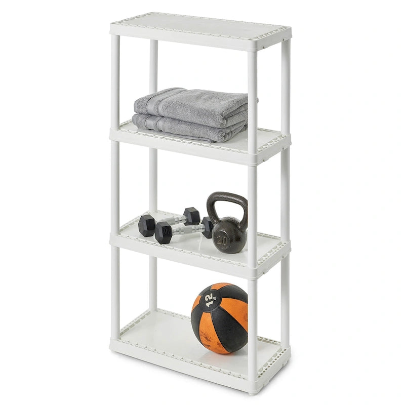 Étagère 4 tablettes fixes, légère, pour rangement domestique, blanche - 1 paquet
