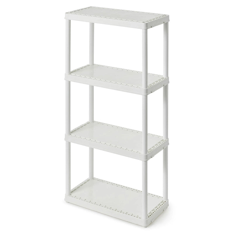 Étagère 4 tablettes fixes, légère, pour rangement domestique, blanche - 1 paquet