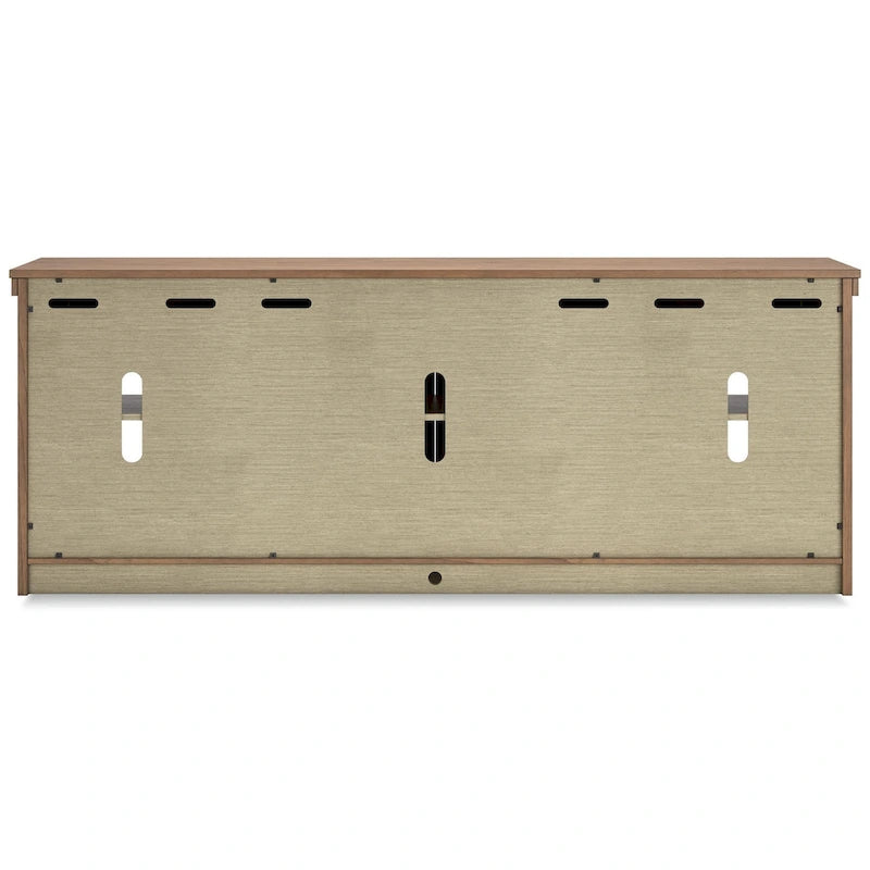 Meuble TV, 4 portes vitrées, étagères, bois marron 85 pouces