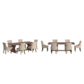 Ensemble de salle à manger Table en bois recyclé et chaises à dossier incurvé capitonnées