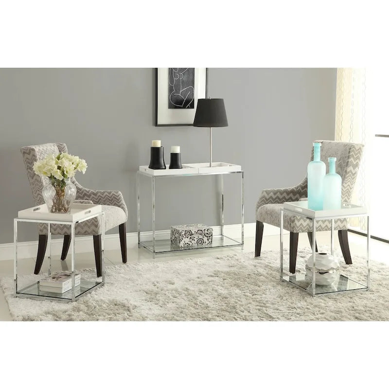 Console avec étagère et plateaux amovibles