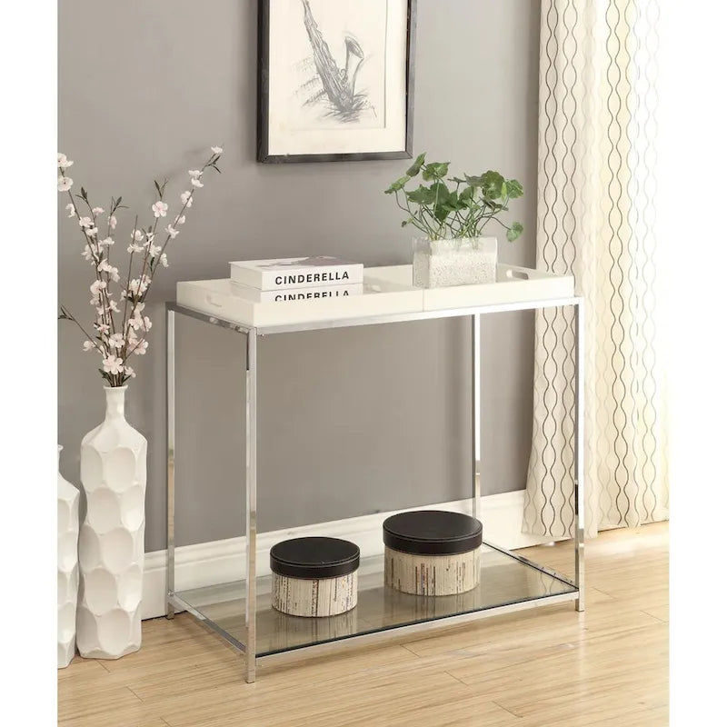 Console avec étagère et plateaux amovibles