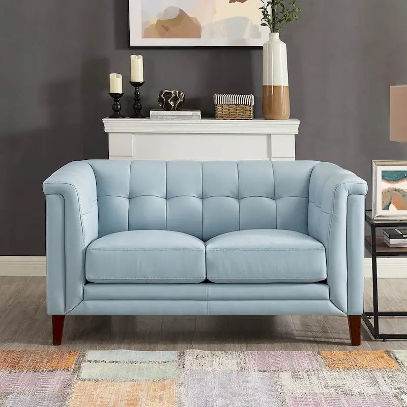 Ensemble canapé, causeuse et fauteuil en cuir pleine fleur avec plumes, mousse à mémoire de forme et ressorts