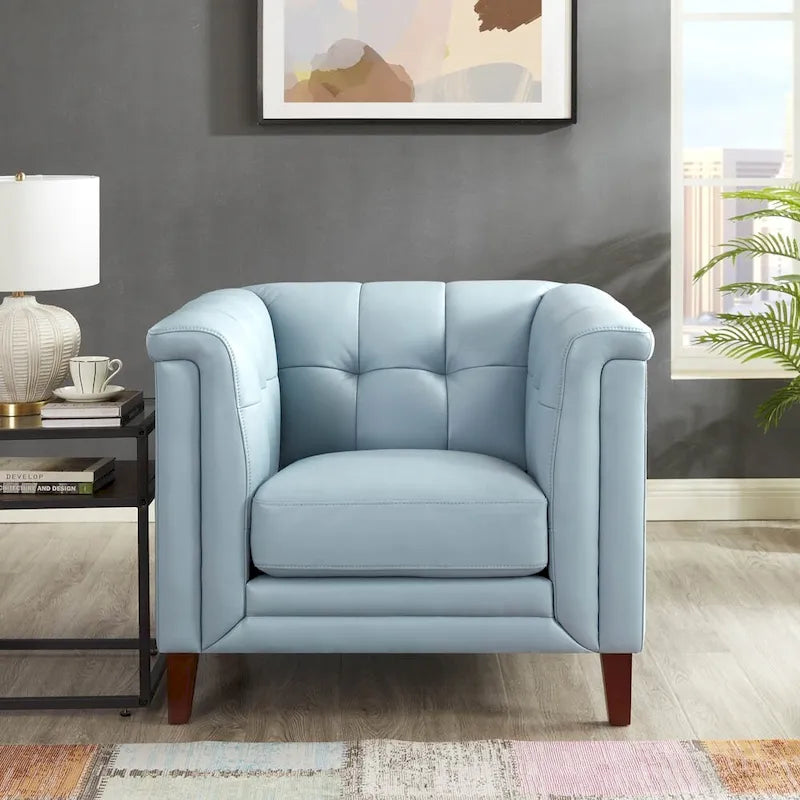Ensemble canapé, causeuse et fauteuil en cuir pleine fleur avec plumes, mousse à mémoire de forme et ressorts