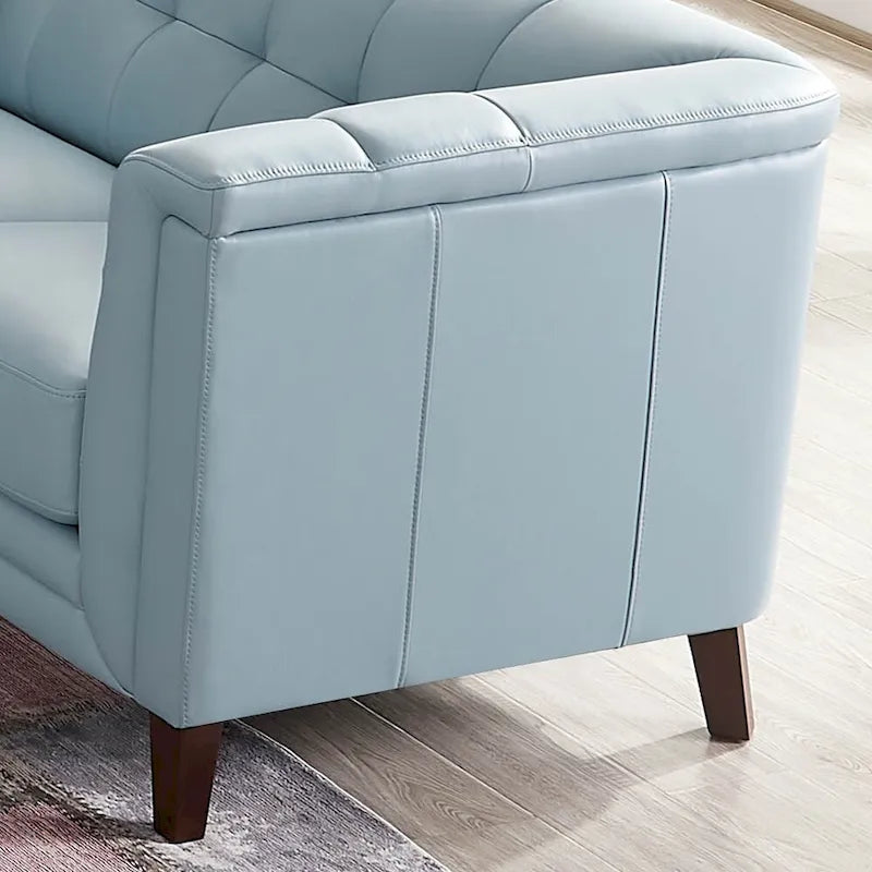 Ensemble canapé, causeuse et fauteuil en cuir pleine fleur avec plumes, mousse à mémoire de forme et ressorts