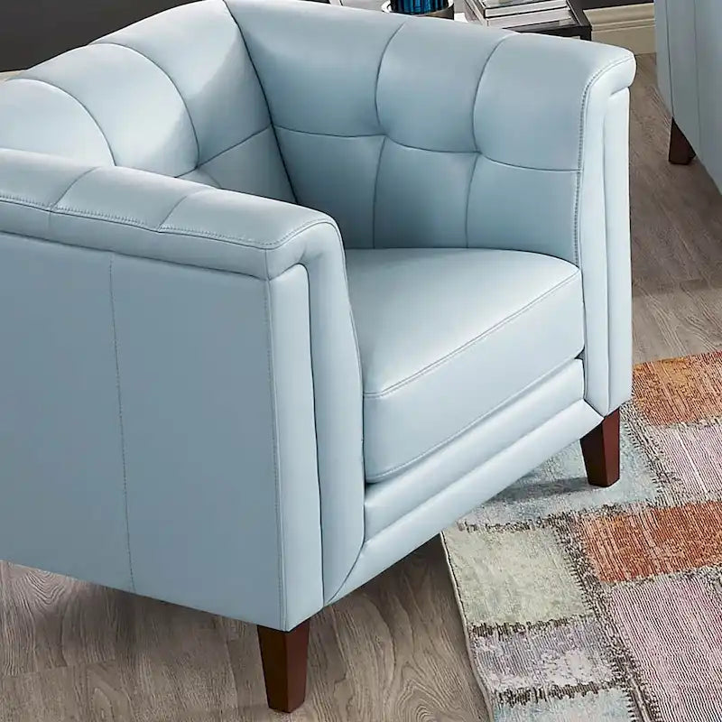 Ensemble canapé, causeuse et fauteuil en cuir pleine fleur avec plumes, mousse à mémoire de forme et ressorts