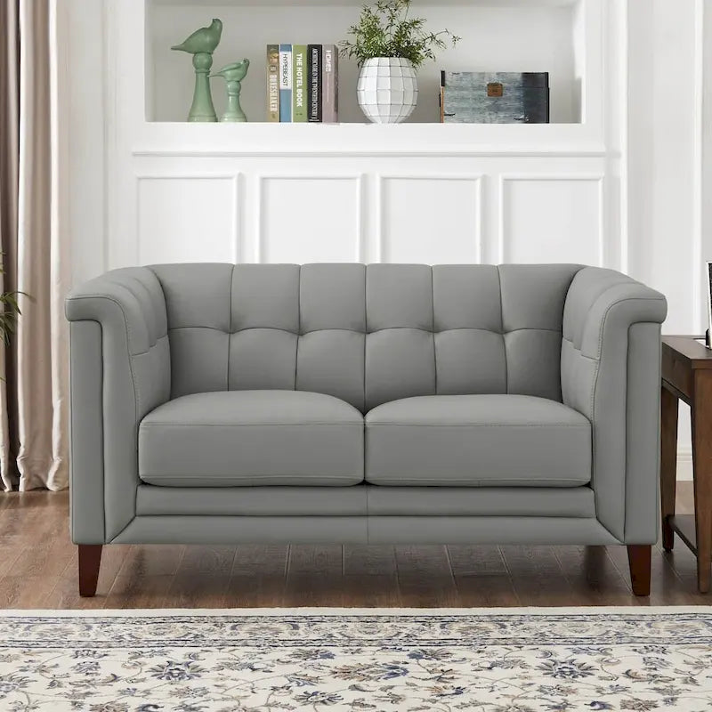 Ensemble canapé, causeuse et fauteuil en cuir pleine fleur avec plumes, mousse à mémoire de forme et ressorts