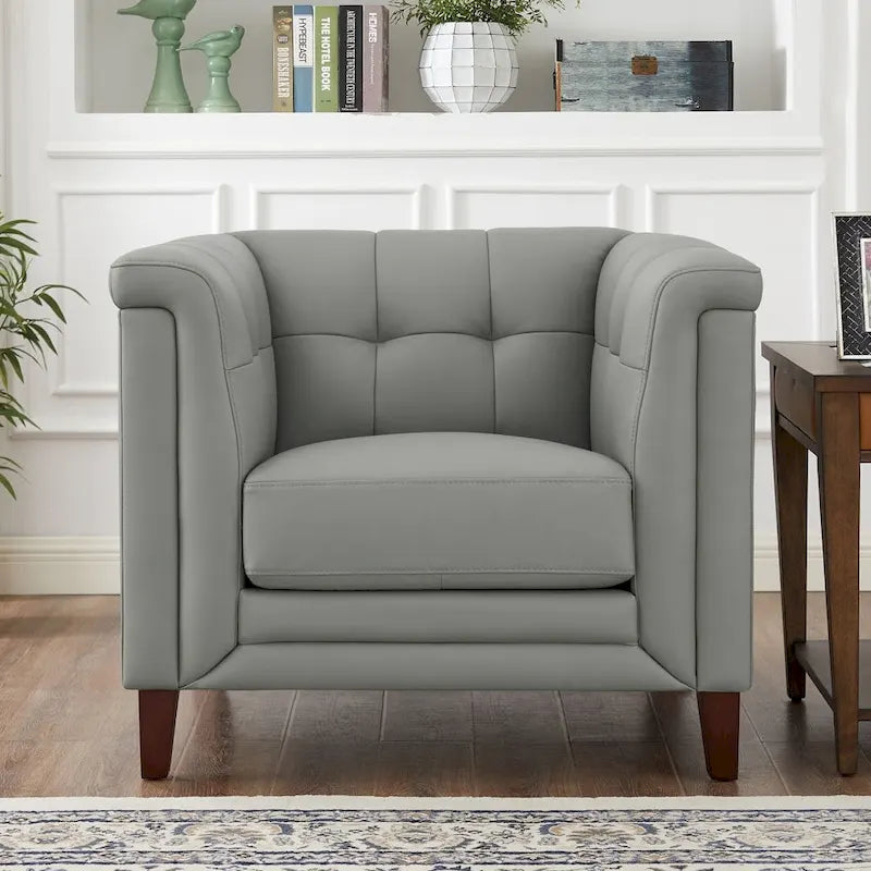 Ensemble canapé, causeuse et fauteuil en cuir pleine fleur avec plumes, mousse à mémoire de forme et ressorts