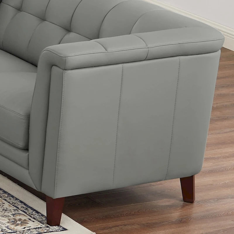 Ensemble canapé, causeuse et fauteuil en cuir pleine fleur avec plumes, mousse à mémoire de forme et ressorts