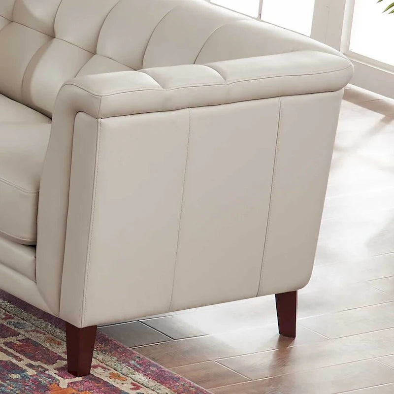 Ensemble canapé, causeuse et fauteuil en cuir pleine fleur avec plumes, mousse à mémoire de forme et ressorts