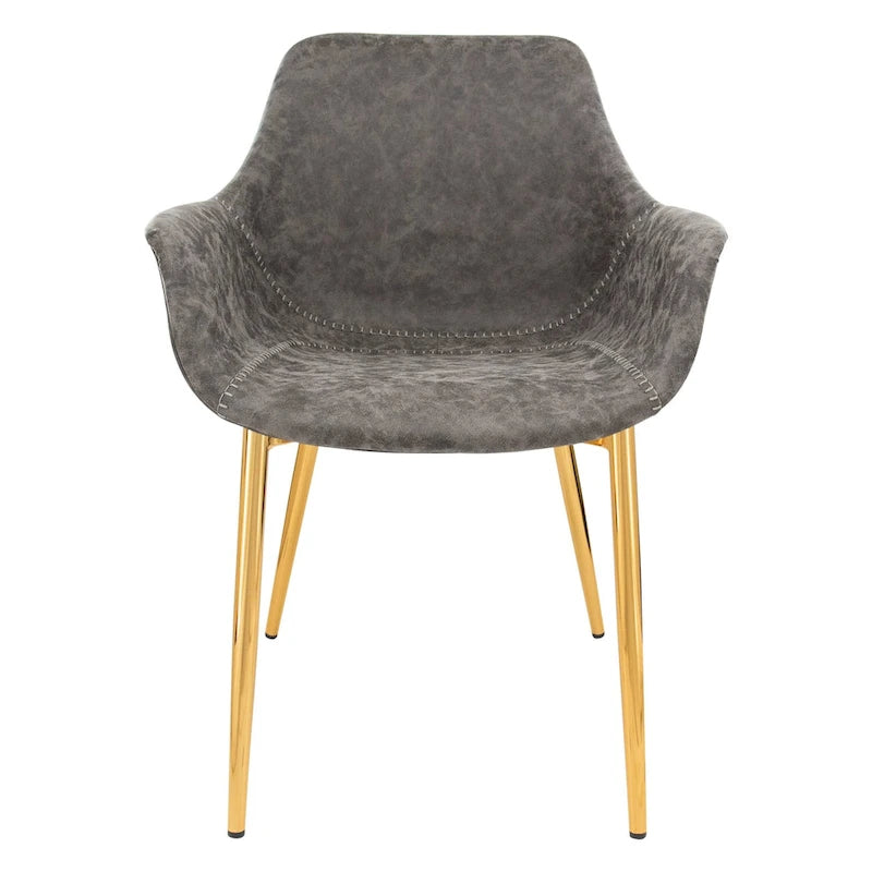 Chaise de salle à manger avec pieds en métal doré, lot de 2 - Marron clair - 24.5Px25.2Lx33H