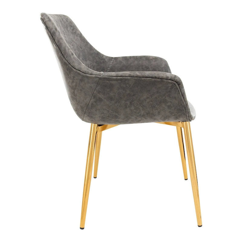 Chaise de salle à manger avec pieds en métal doré, lot de 2 - Marron clair - 24.5Px25.2Lx33H