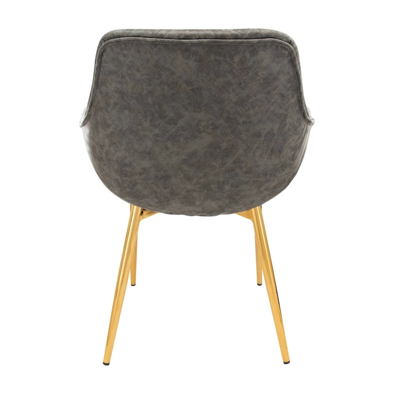 Chaise de salle à manger avec pieds en métal doré, lot de 2 - Marron clair - 24.5Px25.2Lx33H