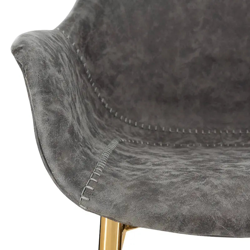 Chaise de salle à manger avec pieds en métal doré, lot de 2 - Marron clair - 24.5Px25.2Lx33H