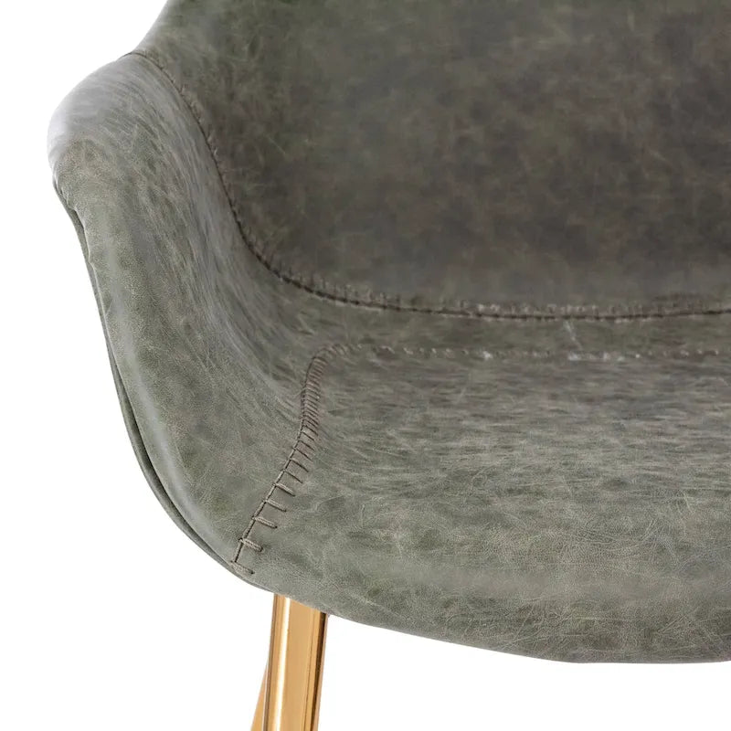 Chaise de salle à manger avec pieds en métal doré, lot de 2 - Marron clair - 24.5Px25.2Lx33H