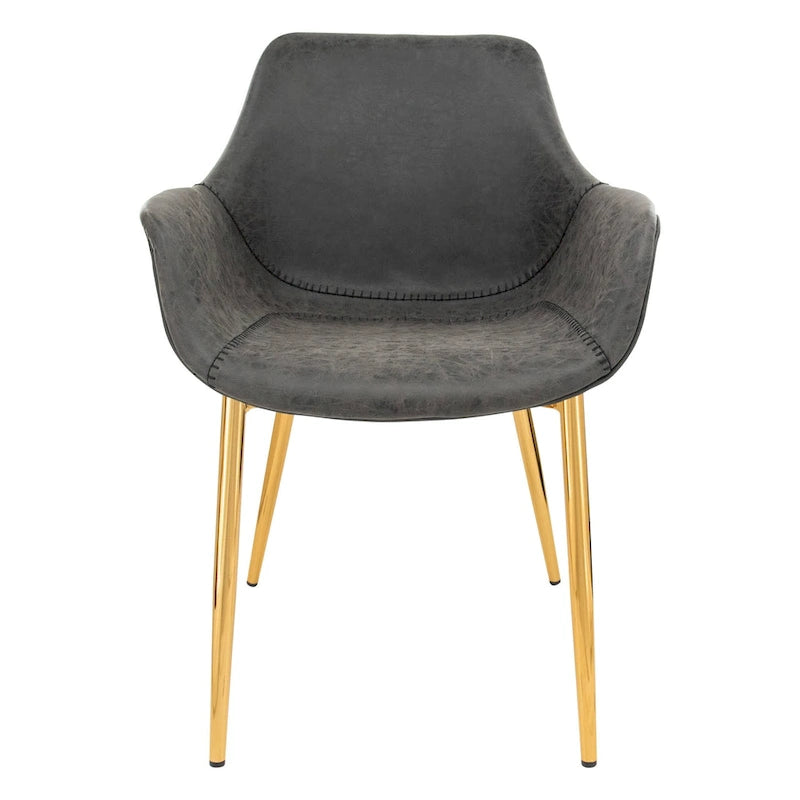 Chaise de salle à manger avec pieds en métal doré, lot de 2 - Marron clair - 24.5Px25.2Lx33H