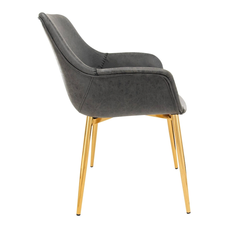 Chaise de salle à manger avec pieds en métal doré, lot de 2 - Marron clair - 24.5Px25.2Lx33H