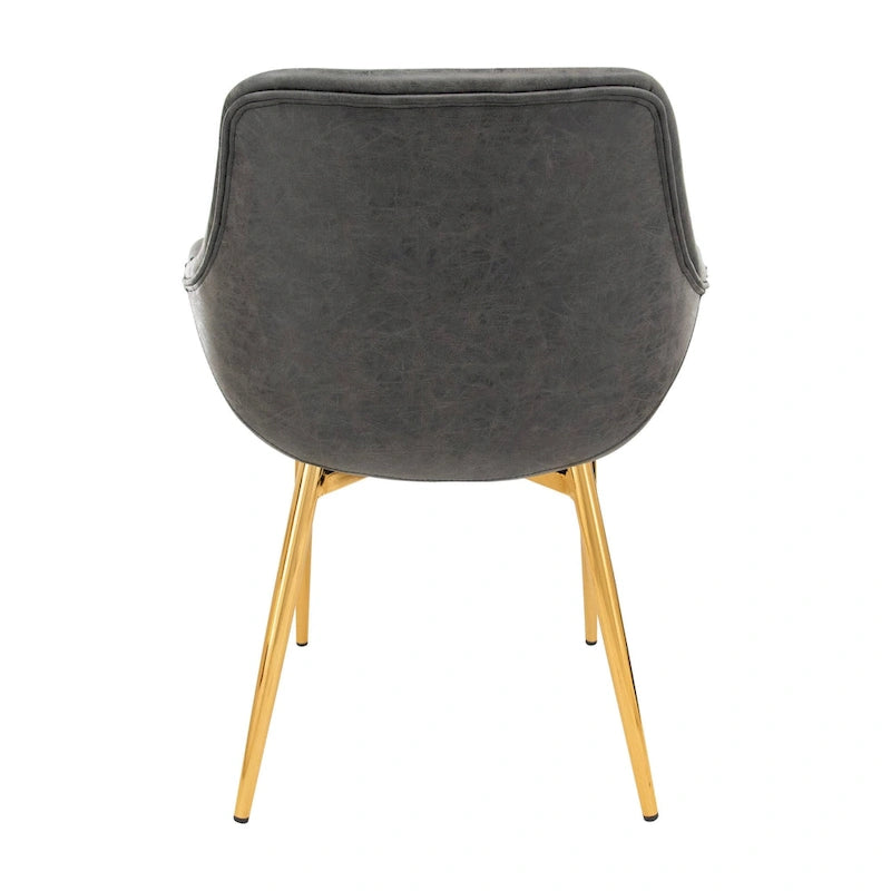 Chaise de salle à manger avec pieds en métal doré, lot de 2 - Marron clair - 24.5Px25.2Lx33H
