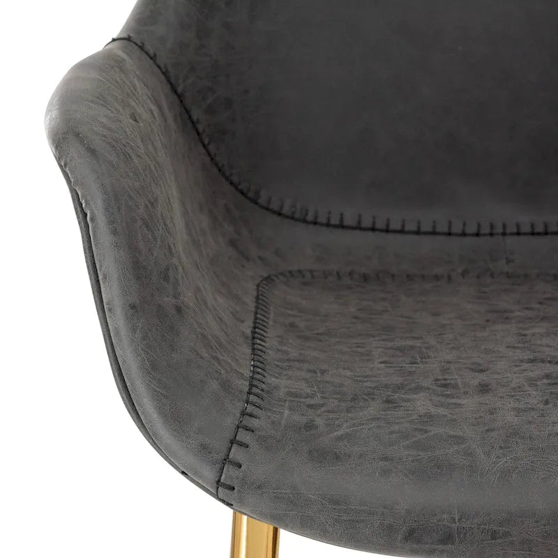 Chaise de salle à manger avec pieds en métal doré, lot de 2 - Marron clair - 24.5Px25.2Lx33H