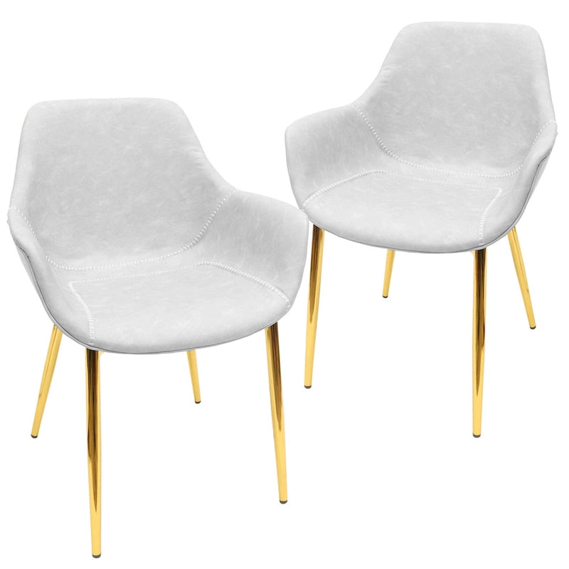 Chaise de salle à manger avec pieds en métal doré, lot de 2 - Marron clair - 24.5Px25.2Lx33H