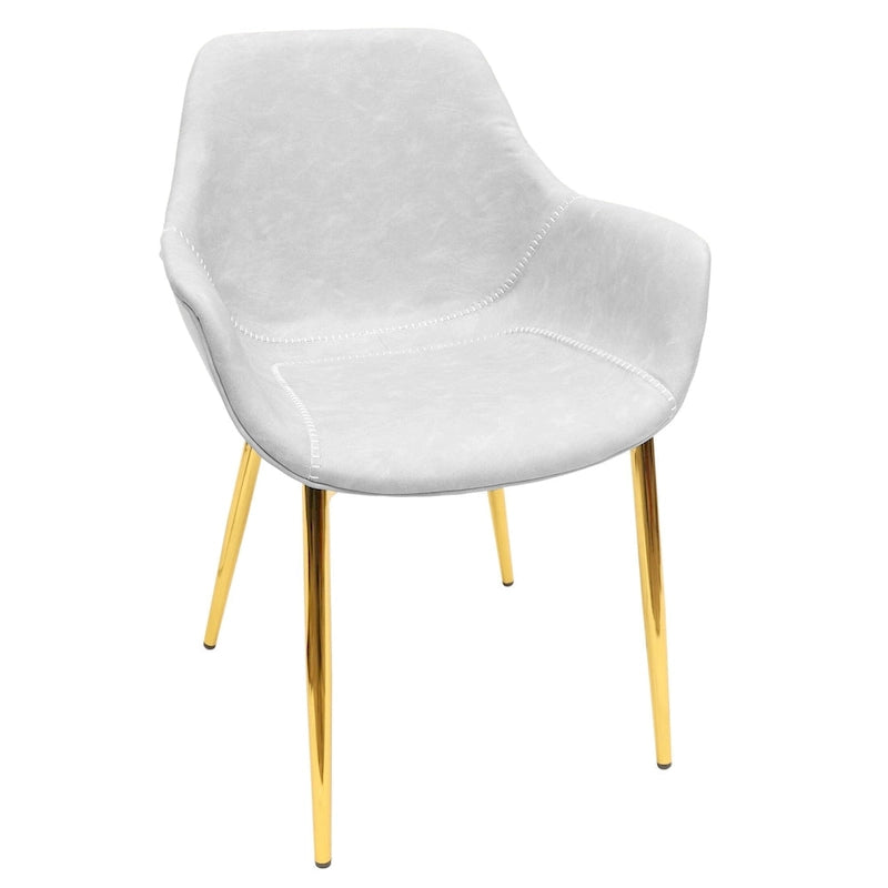 Chaise de salle à manger avec pieds en métal doré, lot de 2 - Marron clair - 24.5Px25.2Lx33H