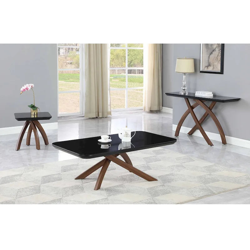 Table basse rectangulaire en verre noir
