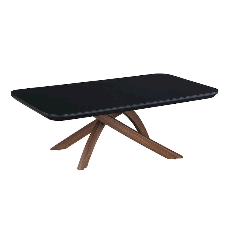 Table basse rectangulaire en verre noir