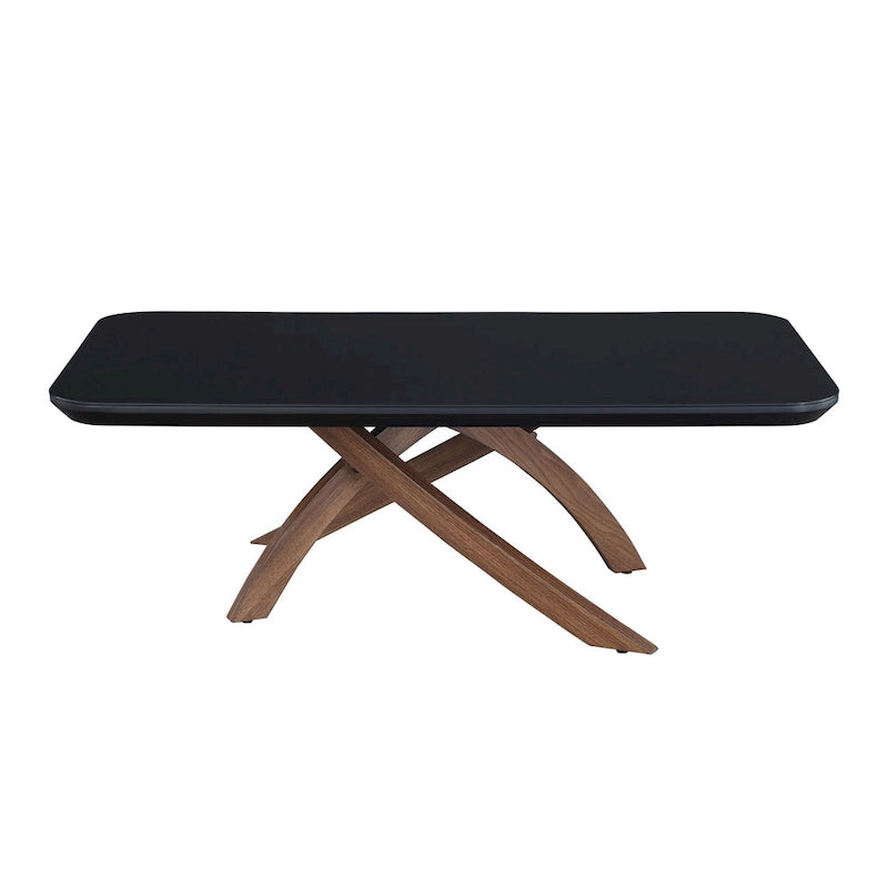 Table basse rectangulaire en verre noir