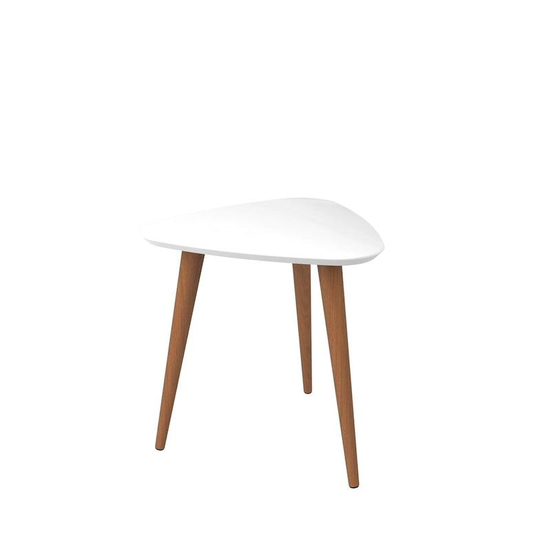 Table d'appoint haute triangulaire avec pieds en bois évasés (19,88)