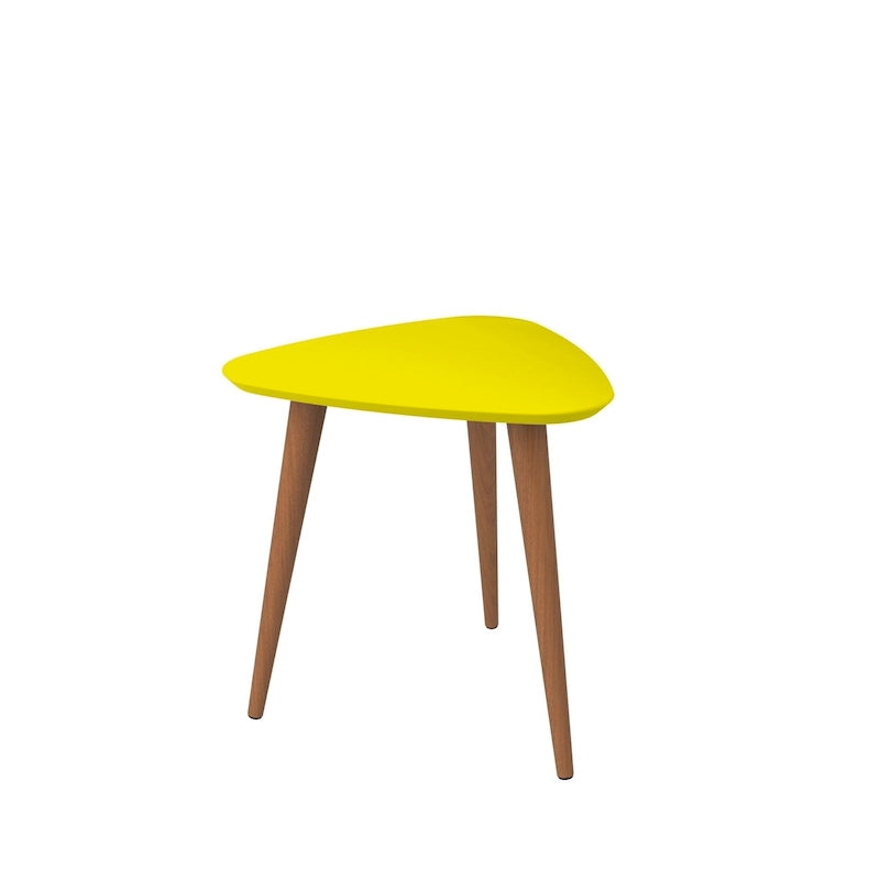 Table d'appoint haute triangulaire avec pieds en bois évasés (19,88)