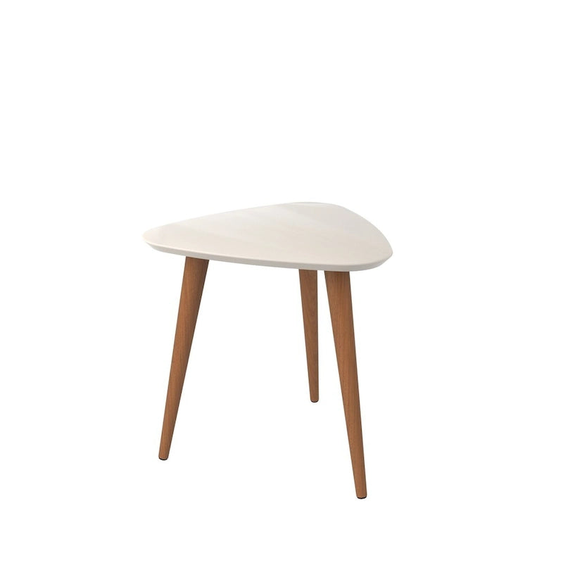 Table d'appoint haute triangulaire avec pieds en bois évasés (19,88)