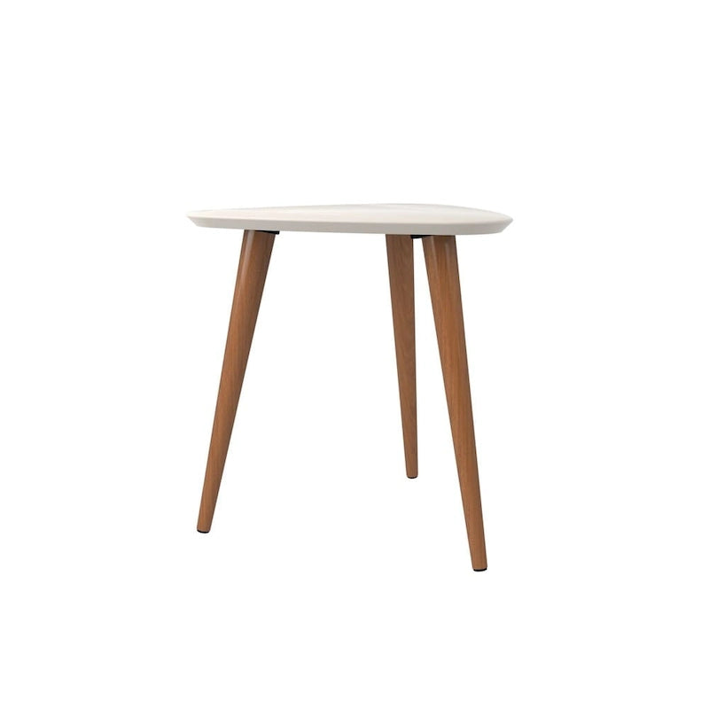Table d'appoint haute triangulaire avec pieds en bois évasés (19,88)