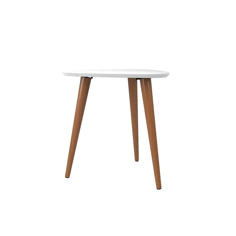 Table d'appoint haute triangulaire avec pieds en bois évasés (19,88)