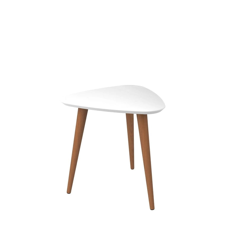 Table d'appoint haute triangulaire avec pieds en bois évasés (19,88)