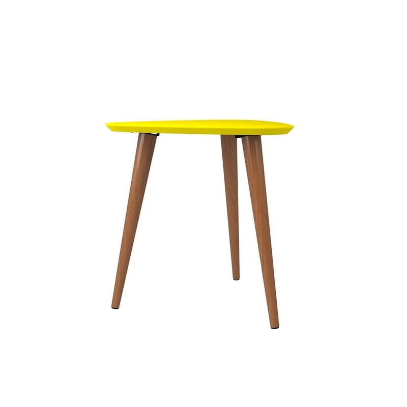 Table d'appoint haute triangulaire avec pieds en bois évasés (19,88)