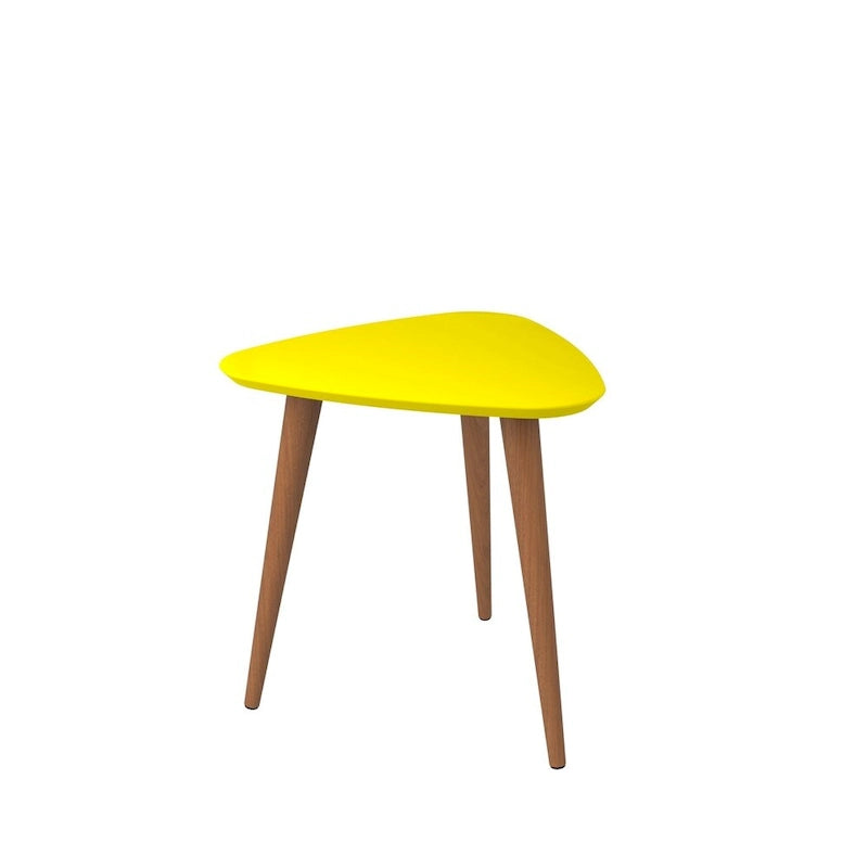 Table d'appoint haute triangulaire avec pieds en bois évasés (19,88)
