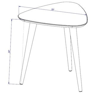 Table d'appoint haute triangulaire avec pieds en bois évasés (19,88)