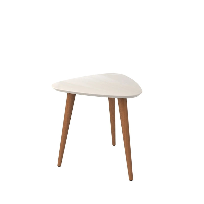 Table d'appoint haute triangulaire avec pieds en bois évasés (19,88)
