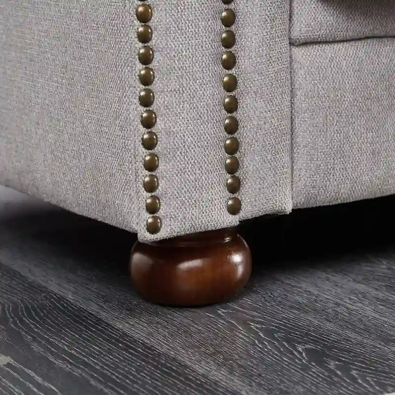 Canapé Chesterfield en tissu de lin
