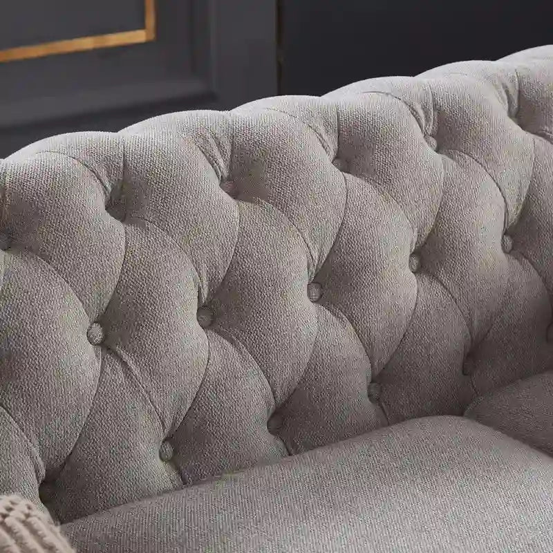 Canapé Chesterfield en tissu de lin