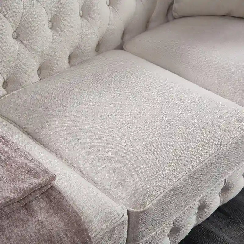 Canapé Chesterfield en tissu de lin