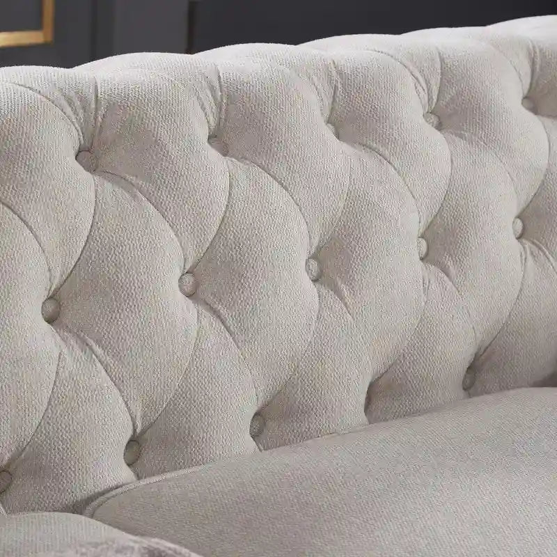 Canapé Chesterfield en tissu de lin