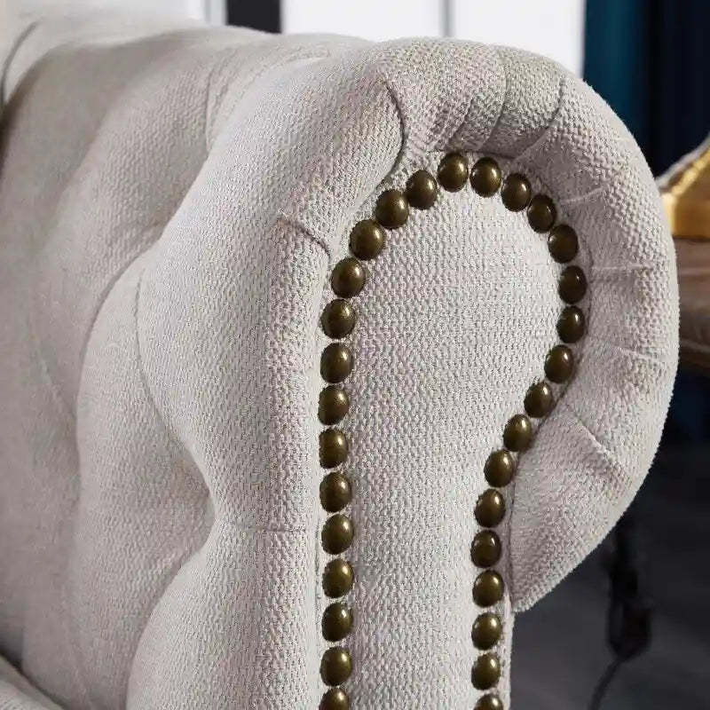Canapé Chesterfield en tissu de lin