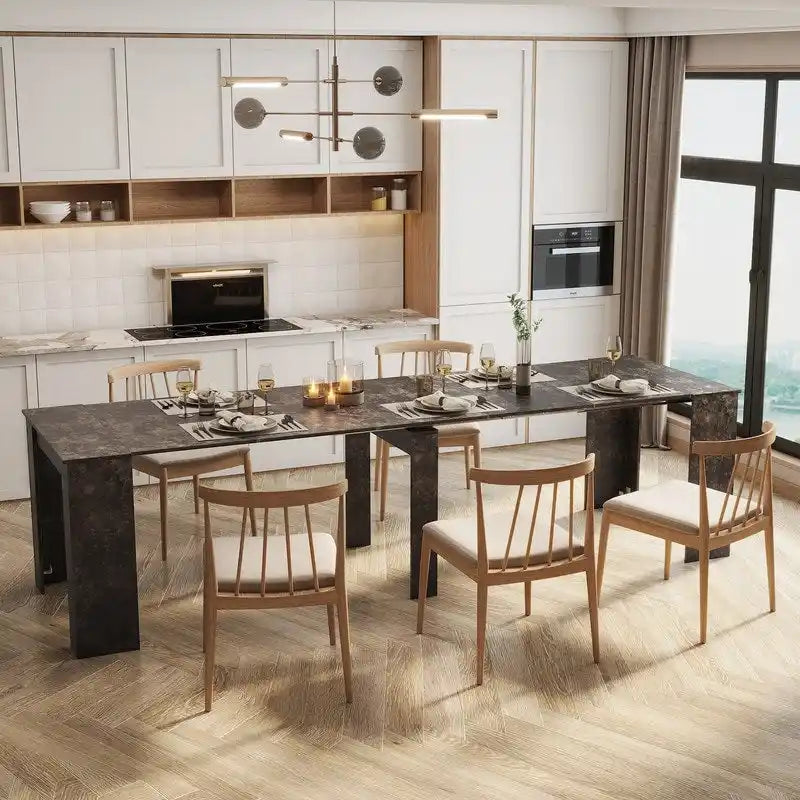 Table à manger extensible multifonctionnelle en bois