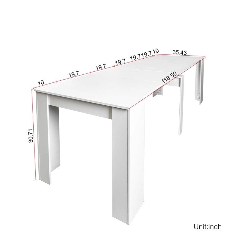 Table à manger extensible multifonctionnelle en bois