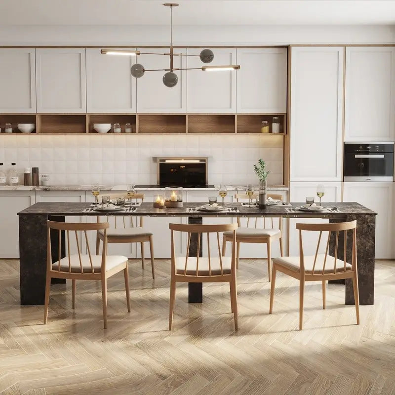 Table à manger extensible multifonctionnelle en bois
